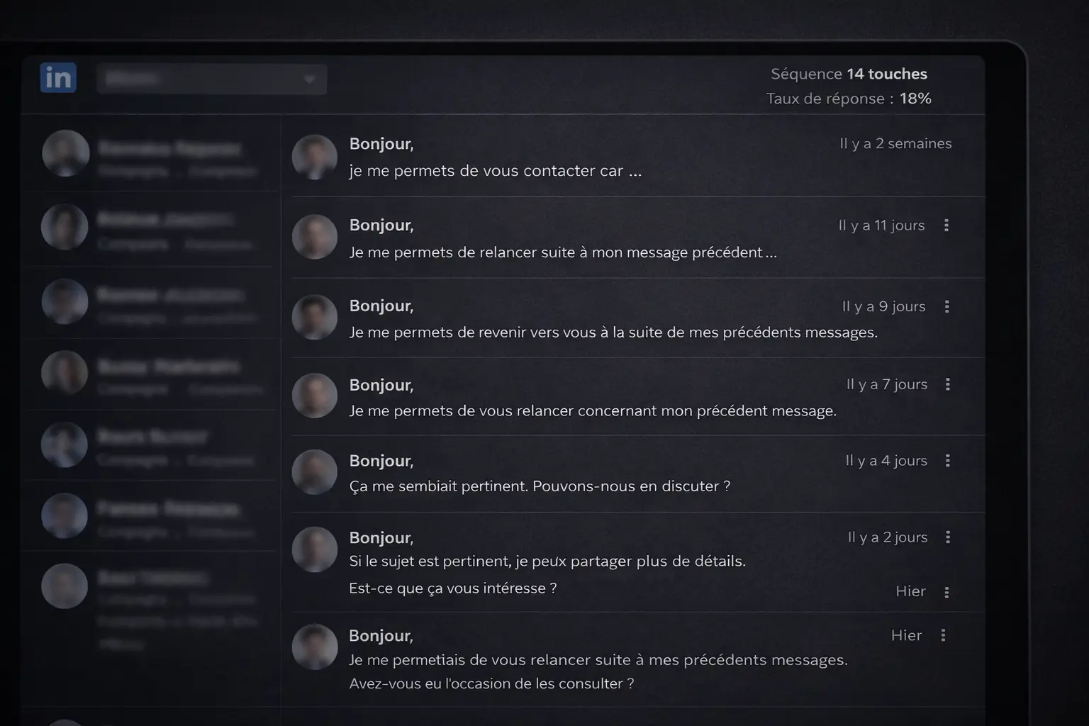 Séquence LinkedIn multi-touch — exemple anonymisé