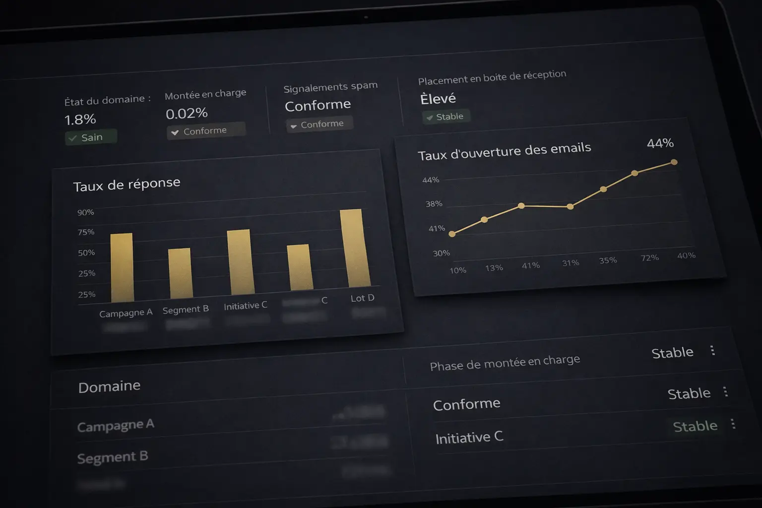 Tableau de tri et qualification des réponses outbound B2B, format anonymisé